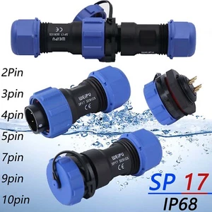 2 - 10 Pin IP68 Waterproof Inline Cable Coupler Plug Socket Connector SP17 - Picture 1 of 39