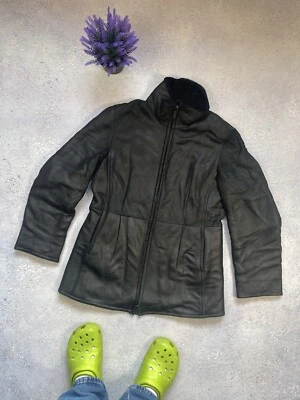 Luxury Black Hugo Boss Women's Leather Coat Size USA 8 - Image 1 of 4