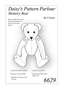 Memory Teddy Bear Sewing Pattern X 3 Sizes Soft Toy Plush Keepsake 