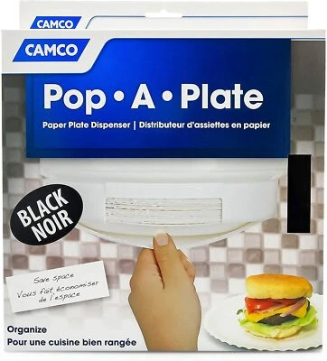 Dispensador de placas de papel Camco 57006 Pop-A-Plate negro 8-3/4"-9" Foto 1 de 4