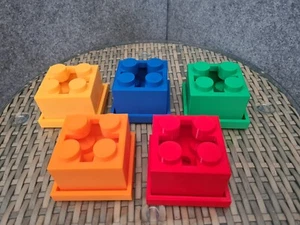 Toy brick flower pots in multiple colours stackable removable top planter - Picture 1 of 30