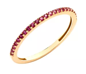 9ct Yellow Gold Simulated RUBY Eternity Band Ring size J to U - Picture 1 of 5