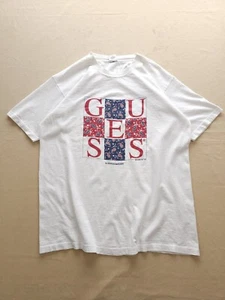 Camiseta Bandana Blanca Georges Marciano Vintage Años 90 Guess Jeans EE. UU. L - Imagen 1 de 8