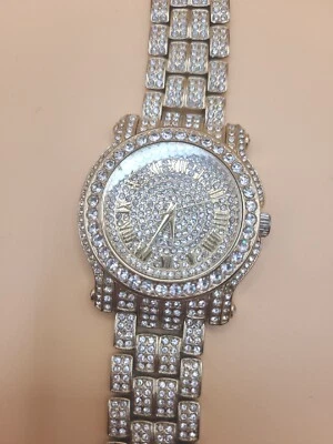 Techno Pave #7341 Men's Quartz Watch w/Stainless Steel Back UNTESTED AS IS - Image 1 of 4