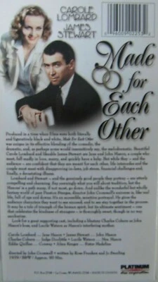 Made For Each Other,  Carole Lombard, James Stewart  VHS Movie   Foto 1 de 2