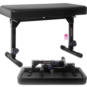 Foldable Dual Adjustable Piano Bench–Black Padded Seat for Keyboard & Piano Desk - Picture 1 of 7