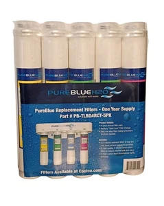 Pure Blue H2O 5PC Reverse Osmosis Filter System Replacement Filters 1 Yr Supply - Picture 1 of 4