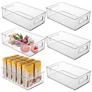 6 Pack Plastic Storage Bins for Pantry, Refrigerator, Countertop, Cabinet Org... - Picture 1 of 7