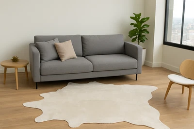 ALFOMBRA de piel de vaca blanca Preimum 100 % original pelo sobre piel de vaca Foto 1 de 3