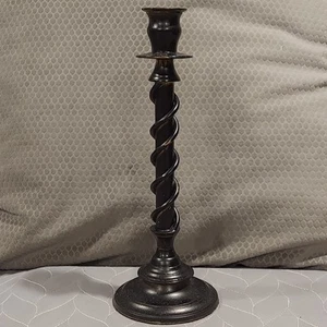 Castilian Imports Solid Brass Barley Twist Candlestick Black Finish India VTG - Picture 1 of 12