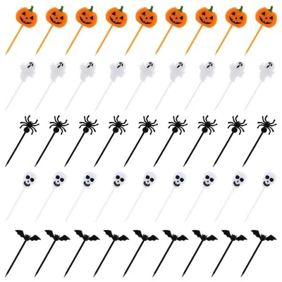 100 PCS Halloween Picks Plastic Party Cupcake Toppers Appetizer Free Shipping - Image 1 of 4