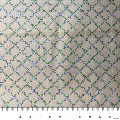 Vintage TG&Y Five and Dime Home Decor Fabric 70s 80s Lattice Floral | 38"x48" - Image 1 of 4