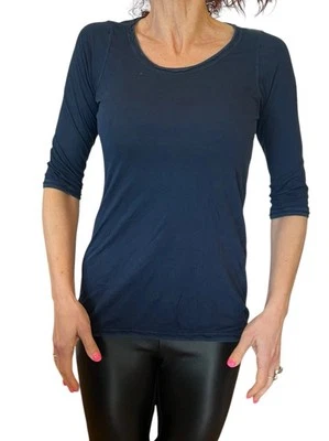 HARD TAIL FOREVER WOMEN'S TEE T-SHIRT NAVY CREW NECK  1/2 SLEEVE MODAL PJ-24 XS - Image 1 of 4