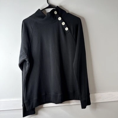 Suéter J Crew para mujer negro cuello falso detalle de botones de gran tamaño Foto 1 de 4