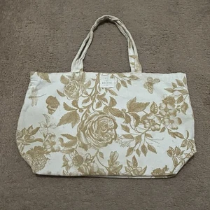 Sezane Blumenmuster Baumwolle Beuteltasche 12”x 19” Lebensmittel schwer zu finden Muster * Mängel - Bild 1 von 13