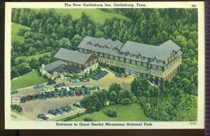 Ariel View of The New Gatlinburg Inn GATLINBURG Tennessee Vintange Postcard - Picture 1 of 1