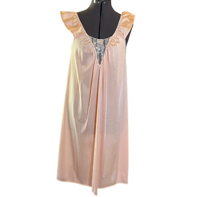 Vintage Vassarette Womens Peach P/S Silk and Lace Nightgown & Robe Set - Image 1 of 4