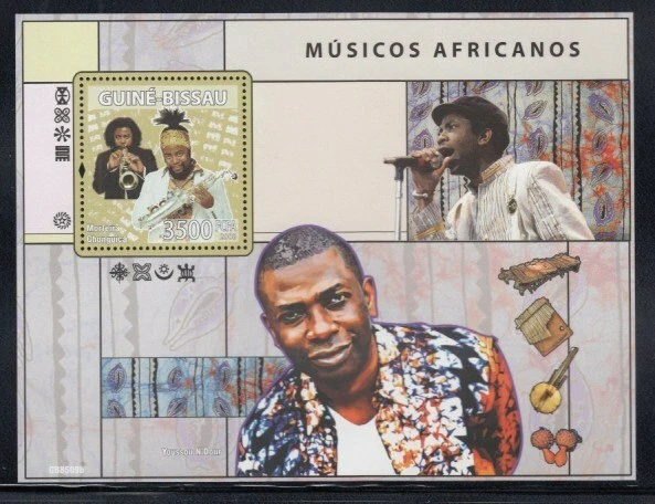 GUINEA-BISSAU Moreira Chonguica, saxofonista de jazz MNH hoja de recuerdo Foto 1 de 1