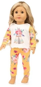 Nightwear, Pant Style, Tepee & Roses, for American Girl Dolls - Picture 1 of 3