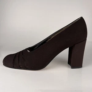 Vintage VAN ELi East Sz 6M Pumps Brown with 3 See-Through Stripes - Picture 1 of 12
