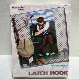 New Wonderart Latch Hook Kit Nostalgic Golfer 16"x32" Golf Golfing #4112 Sealed - Picture 1 of 5