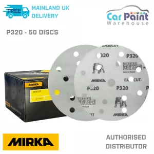 Mirka Basecut P320 Grit 150mm DA H&L Sanding Discs 50pk 6" Paper Abrasive Grit - Picture 1 of 10