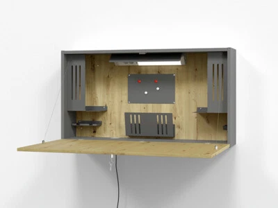 Wandschreibtisch Schreibtisch klappbar Tisch mit LED Leuchte+2x USB - Bild 1 von 4