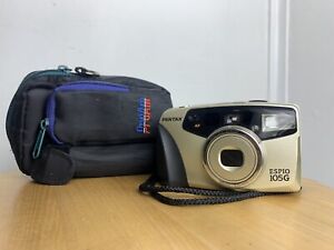 Pentax Espio 105G. 35mm Film Camera, Auto Focus, Exposure, Flash, Case- Exc Cond