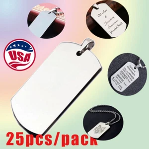 US 25pcs Wholesale High Quality Army Stainless Steel Military Blank Dog Tags - Picture 1 of 7