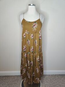 Madewell Floral Tiered Midi Dress Size 4 Cami Metallic Stripe L3323