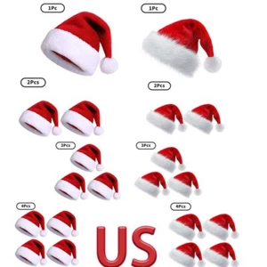 Women Men Santa Hat Christmas Cap Plush Xmas Holiday Hats Comfort Santa Claus - Picture 1 of 30