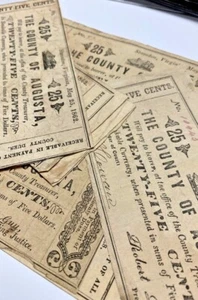 1862 County of Augusta 25 Cent Note Obsolete VG/F Paper Money Currency - Picture 1 of 3