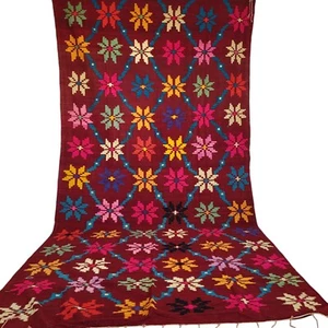 Moroccan Handmade Vintage Rug Stars Red Pink Orange Wool Tribal Berber Carpet - Picture 1 of 24