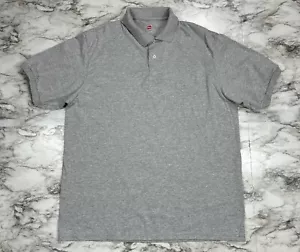 Hanes ComfortBlend Ecosmart Polo Shirt Mens L Gray Heathered Short Sleeve NWOT - Picture 1 of 7
