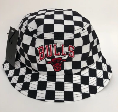 NEW NBA Chicago Bulls Black & White Checkered Bucket Hat Adult Unisex Men Women - Image 1 of 4