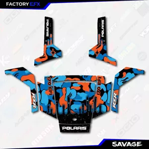 Blue & Orange Savage Camo Graphics kit fits Polaris Rzr170 RZR 170 2010-2021 - Picture 1 of 3