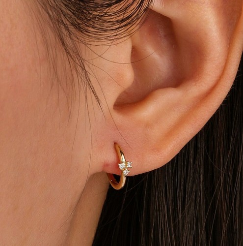 VALENTINO Orecchini a cerchio a grappolo oro giallo massiccio 14 carati diamanti oro trinità gioielli.