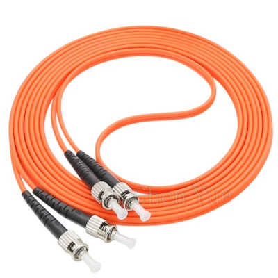 20M ST/UPC-ST/UPC Fiber Optic Patch Cord Duplex Multimode OM1 62.5 Fiber Cable - Image 1 of 4