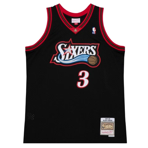 Allen Iverson Dark #3 Mitchell & Ness Swingman Philadelphia 76ers 1997-98 Jersey Cover