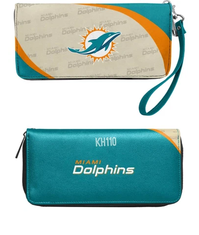 Miami Dolphins NFL Curve Zip Organizer Ladies Wallet Cover
