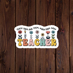 Teacher sticker vinyl decal wild flower teacher appreciation gift laptop mug - Picture 1 of 3