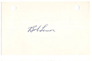 Bob Lemon Signed Index Card / Autographed MLB Baseball HOF - Picture 1 of 1