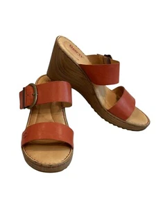 Born Emily Leather Sandal Women's US 9M BR0036026 Wedge Slide Heels Shoes Buckle - Picture 1 of 7