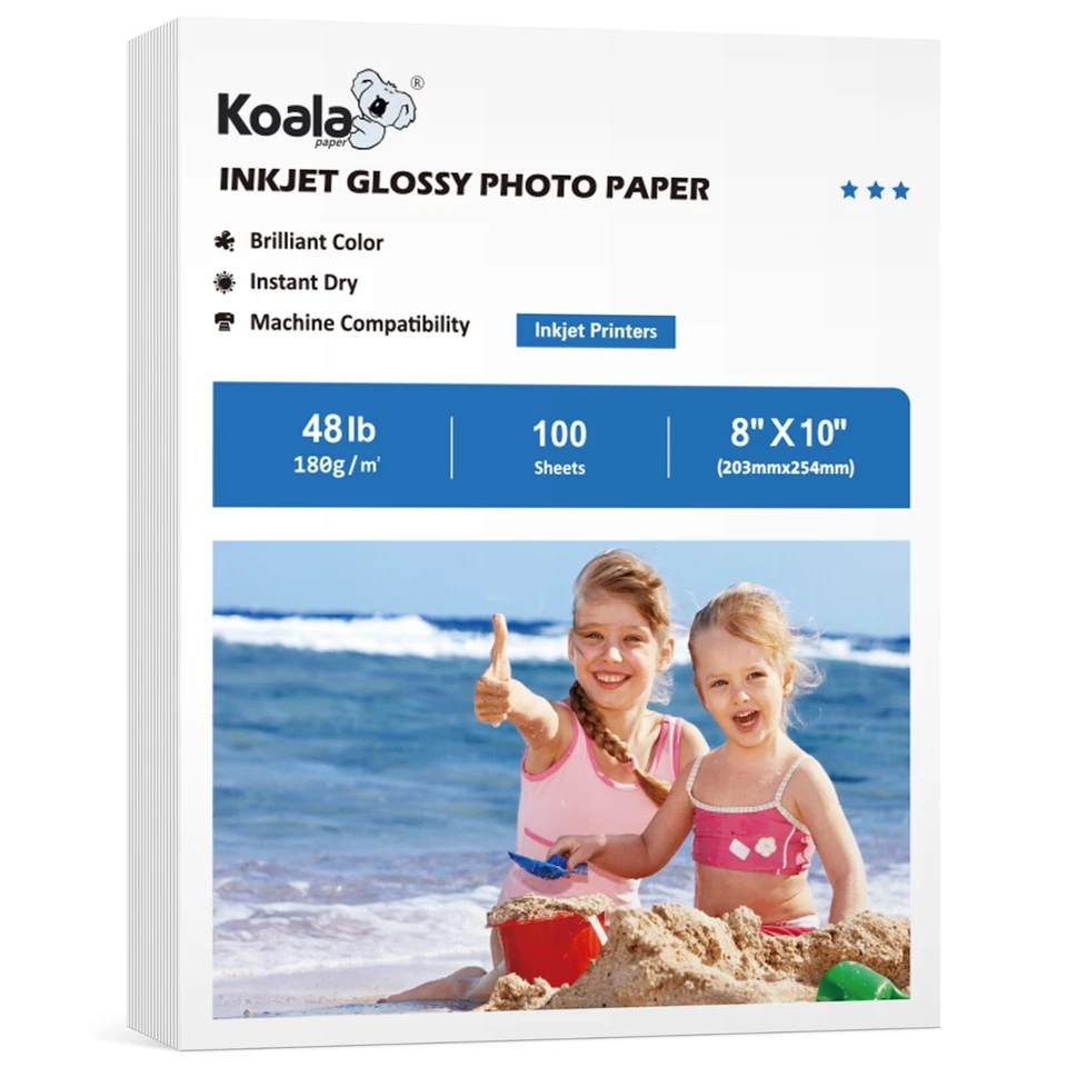 Lot Koala Premium Photo Paper 8x10 Glossy 48lb 100-500PK Inkjet Printer HP Epson - Image 1 of 4