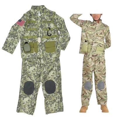 Disfraz de soldado Halloween 5 piezas niño pequeño 4-6 camisa pantalones cantimplora clip etiquetas para perro Foto 1 de 4