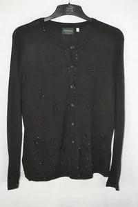 CANDA women's black bead detail cardigan size M - Picture 1 of 3