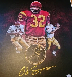 OJ Simpson Singed 16x20 Heisman Edition Tela Edizione Limitata #10 di 10 JSA - Foto 1 di 8