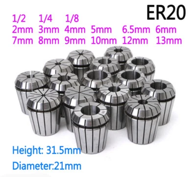 ER20 Clamping 1/2~9mm Spring Collet for CNC Milling Lathe Tool Engraving Machine - Image 1 of 4