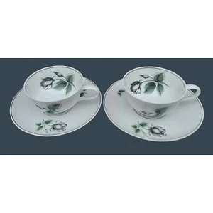2 Rosenthal - Continental Midnight Rose Cups & Saucers - Picture 1 of 4