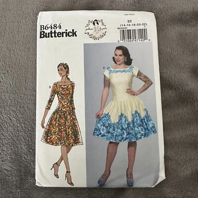 Butterick B6484 Gertie Dress Pattern Sizes 14–22 Border Print Retro Style Uncut - Image 1 of 4